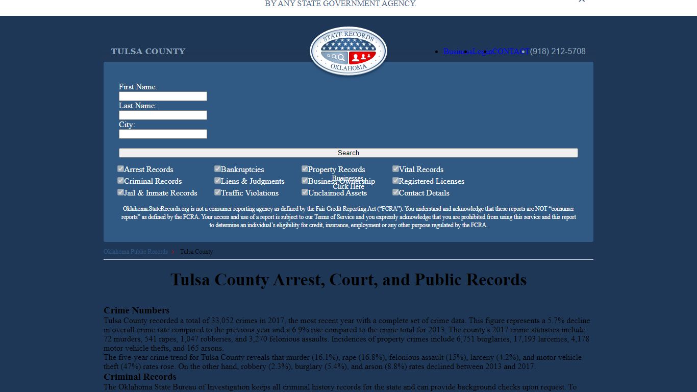 Tulsa County Arrest, Court, and Public Records